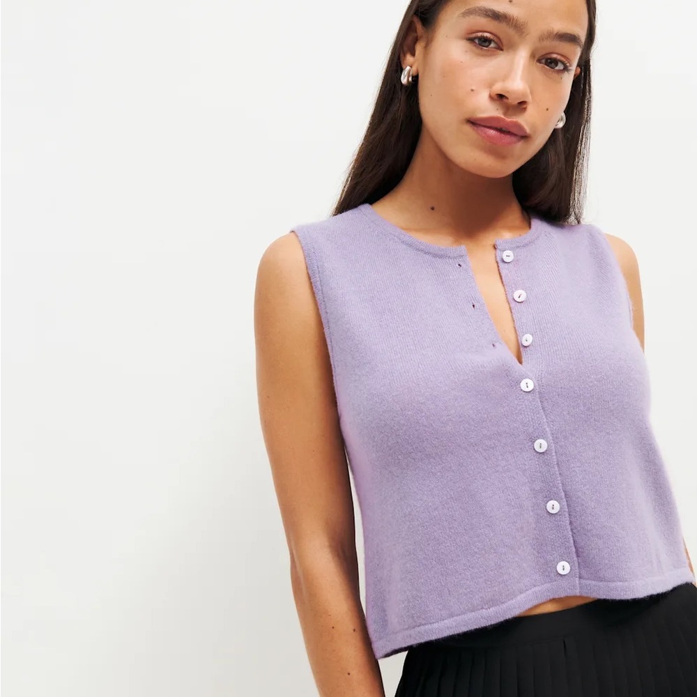 Reformation Jace Cashmere Cropped Sweater Vintage Purple - Size S